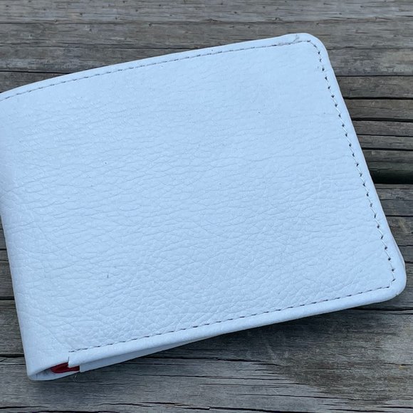 White/Red Wallet Card Holder Men Purse Wallet Handmade Bifold Cardholder - Picture 5 of 10